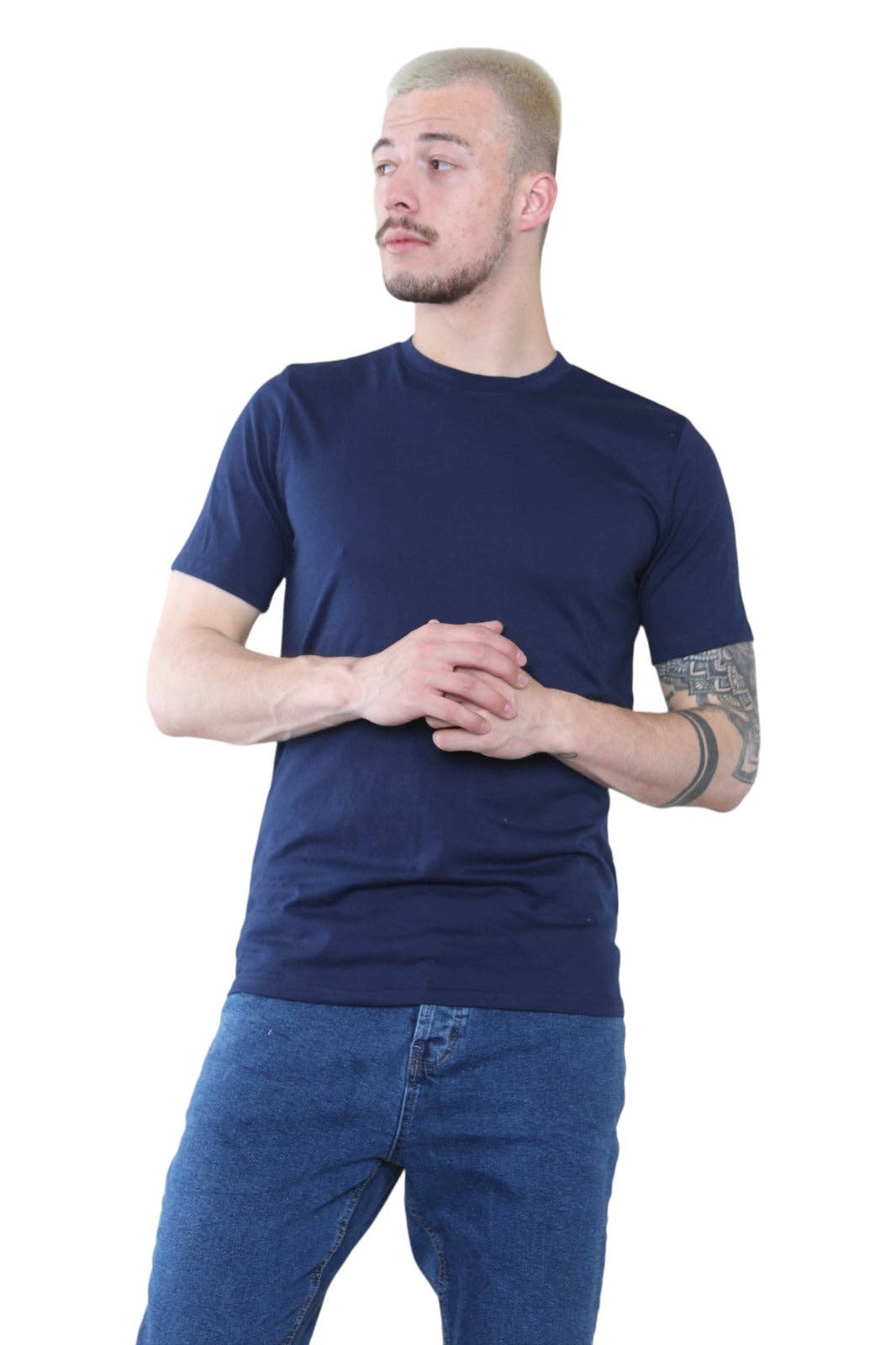 Elainah Fashion - Wholesale T-Shirt - Men's - Elaina Fashion Navy Crew Neck T-Shirt – Minimalist Style for Everyday Wear1