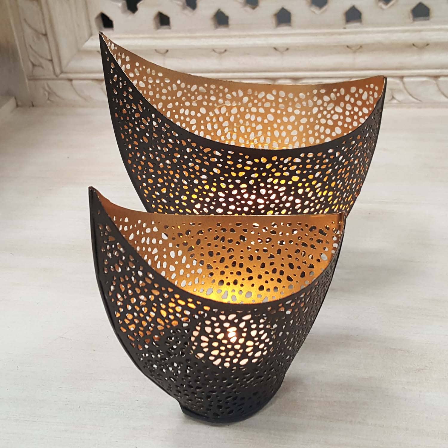 Casa Moro – Suporte de vela por atacado – Conjunto de 2 lanternas orientais Suportes para tealight Kanja1