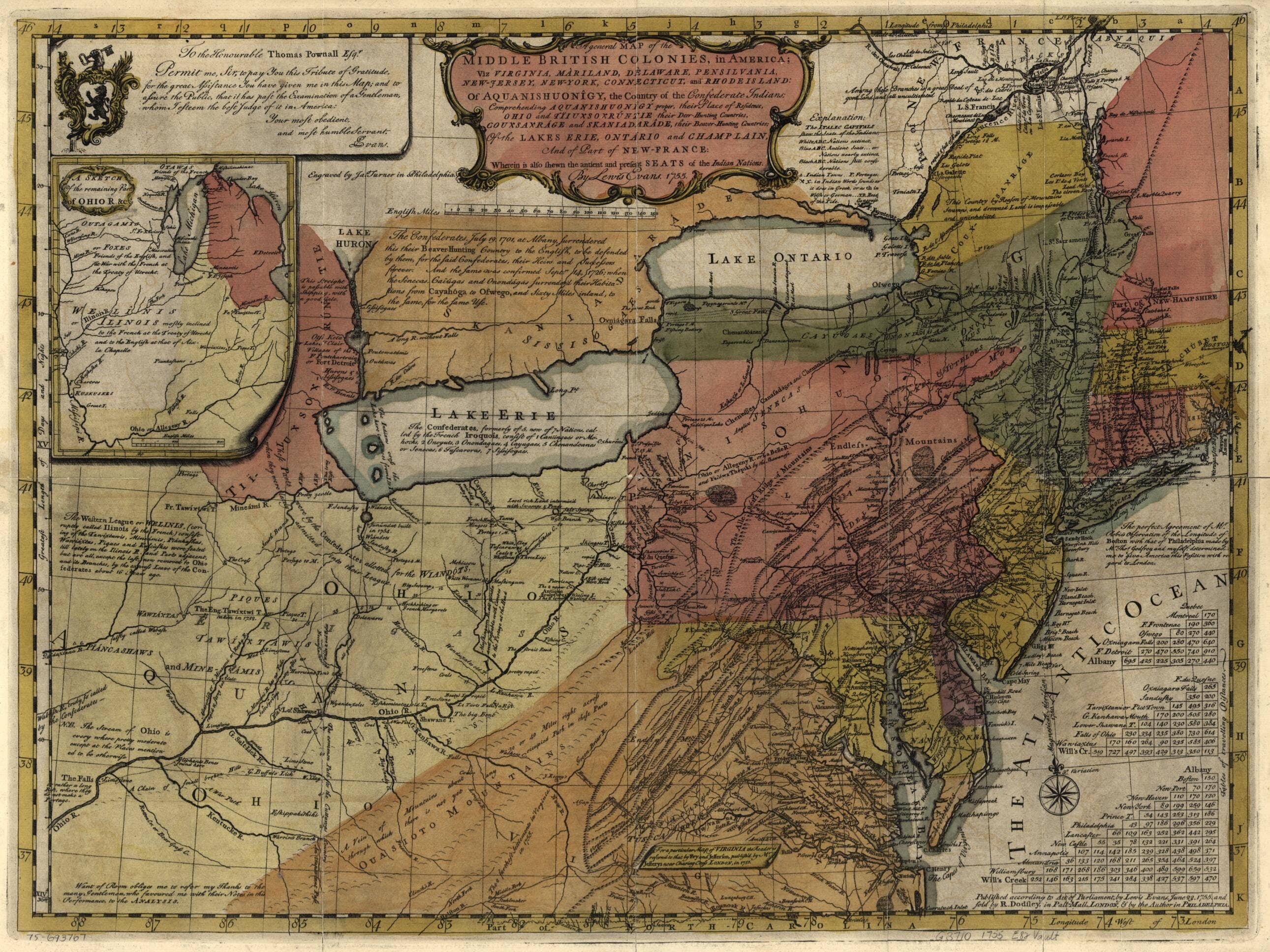 Relic Map Co. - Wholesale Map - Jersey, New-York, Connecticut, and Rhode Island: of Aquanishuonîgy, the Country of the Confederate Indians; Comprehending Aquanishuonîgy Proper, Their Place of Residence, Ohio and Tïiuxsoxrúntie Their Deer-hunting Countries; Couxsaxráge and Skani...0