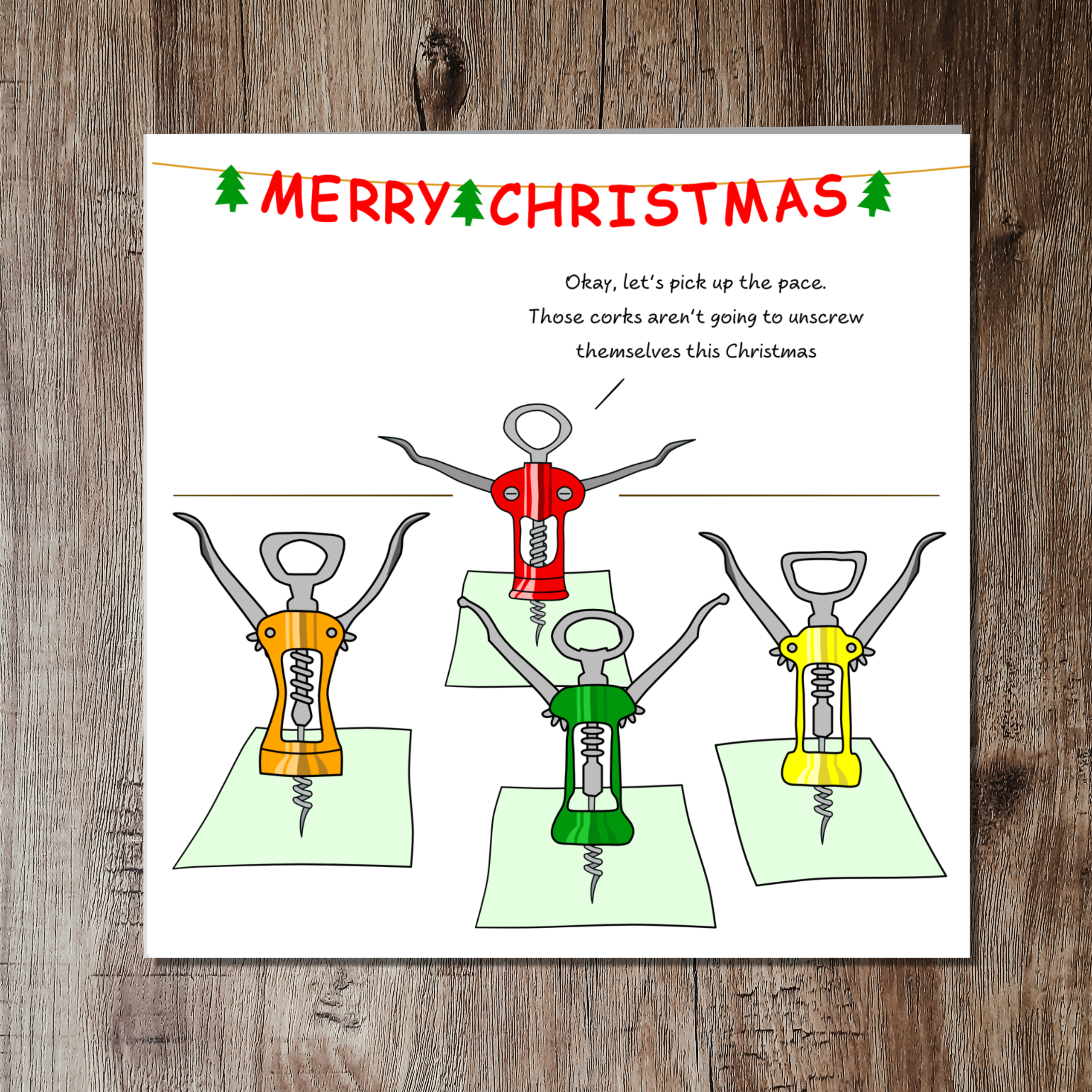 Swizzoo Cards - Wholesale Christmas Card - Funny Yoga Christmas Card Holiday Wine Workout Pilates Corkscrews Dad Mum Parents Husband Wife Friends2