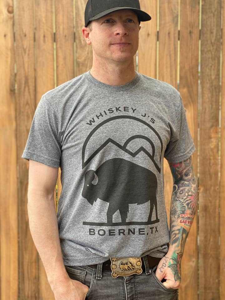 WJ1007 Whisky J's Bison Boerne T-shirt voor wholesale door J.Forks Designs