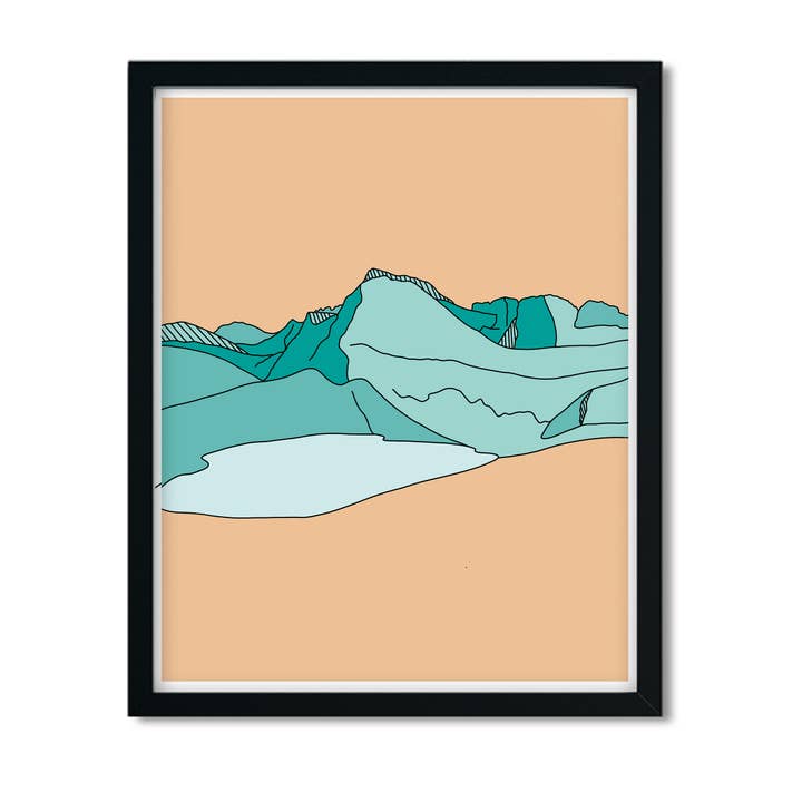 Glacier National Park lijntekening afdrukken (volledige kleur) voor wholesale door Map Maiden