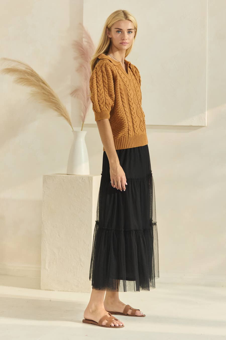 Oddi - Wholesale Skirt - Women's - Plus Tired Mesh Maxi Skirt5