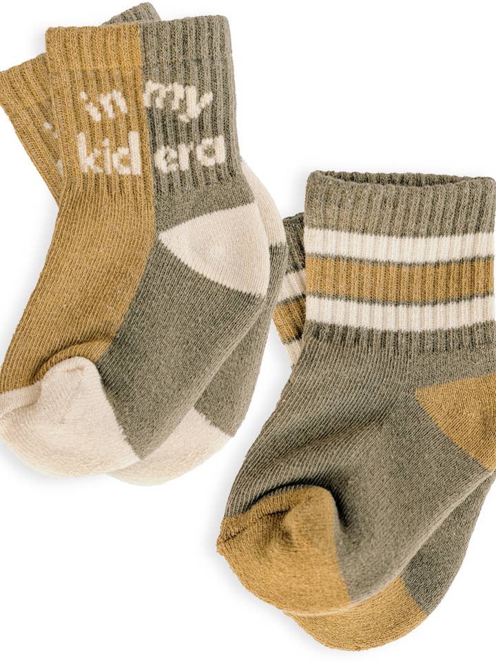 Baby/Toddler Half-Crew Socks 2-Pack, Kid Era & Retro Stripe for wholesale by Dot of Honey | Mom + Mini