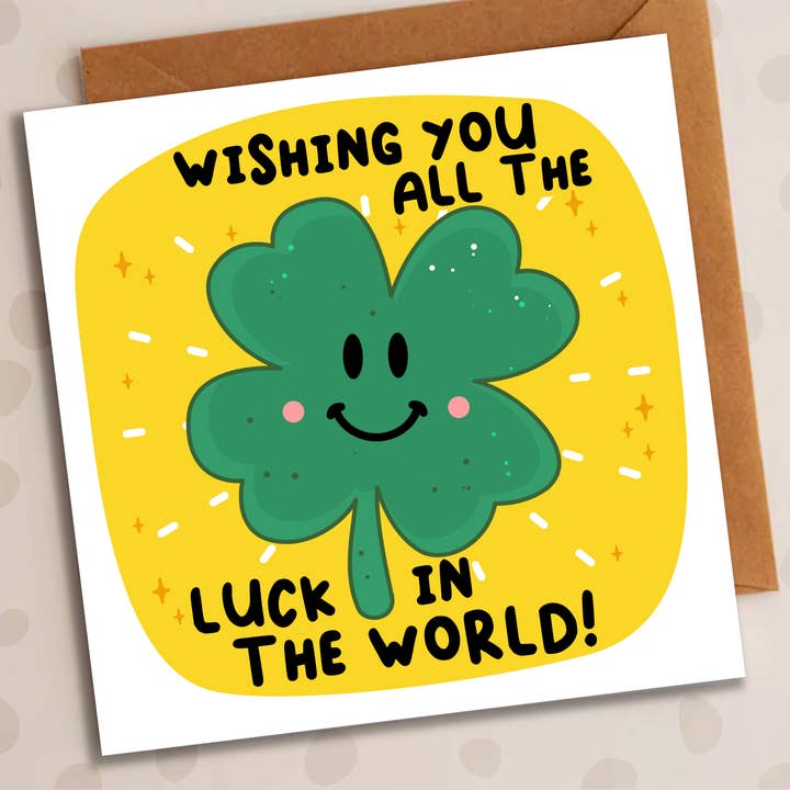 Good Luck Card – Wishing You All The Luck | Clover Card for wholesale by Studio Arca