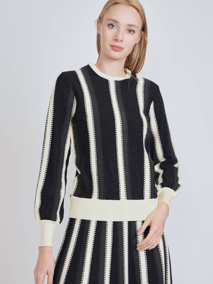 Black Contrast Knit Top for wholesale by Miss Finch NYC