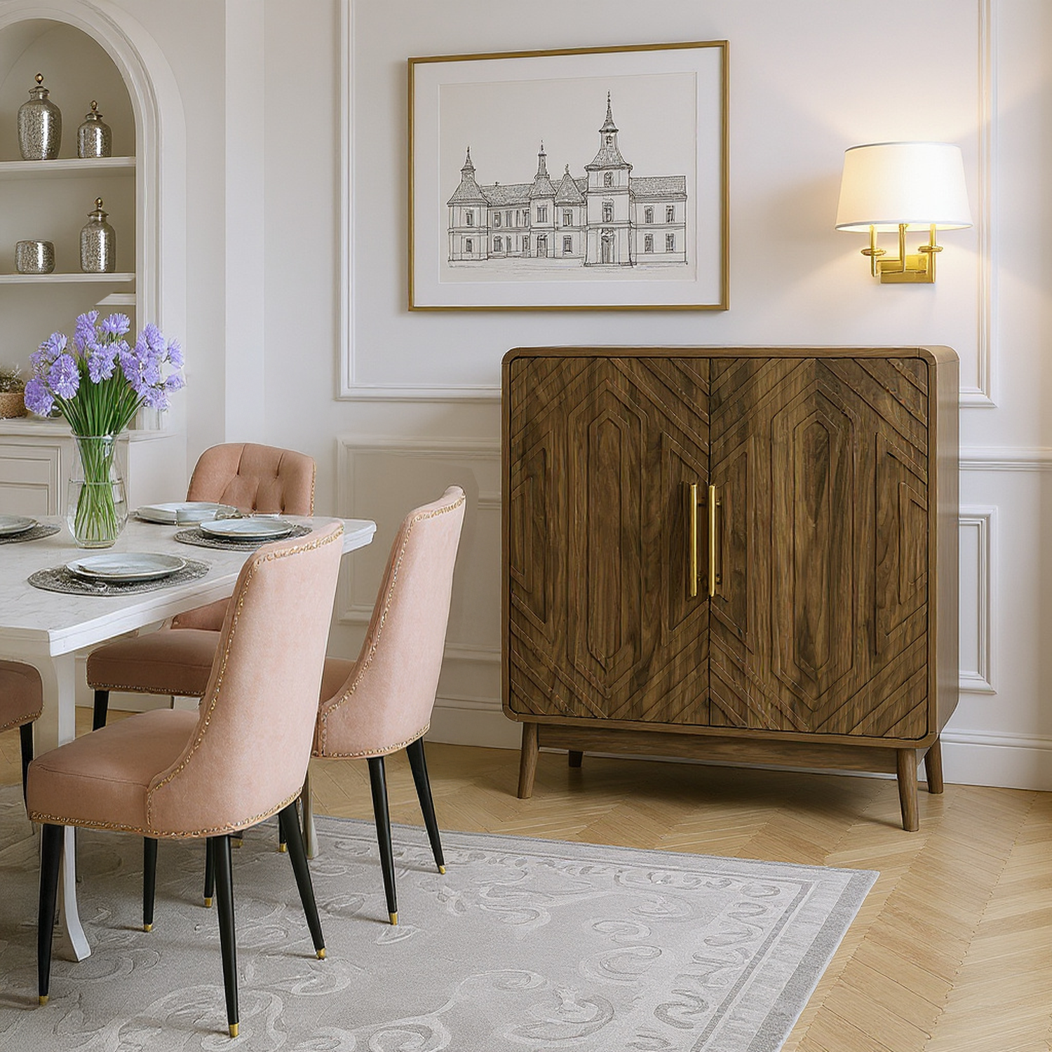 HOMYCASA DESIGN INC - Wholesale Sideboard - Luxury Private Club Dining Area with Marble Dining Set13