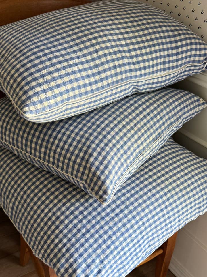 Chambray Gingham Pillow for wholesale by kd weave