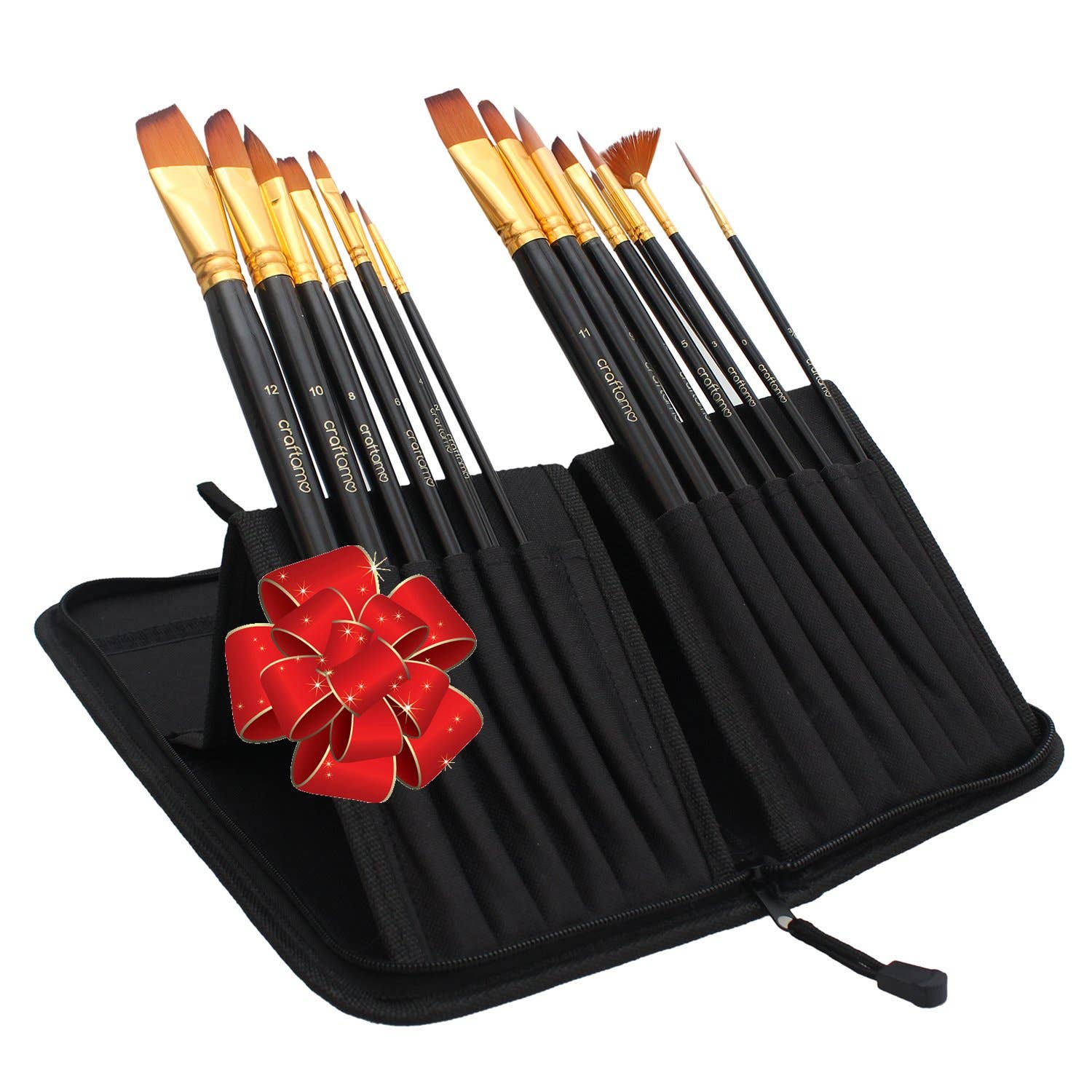 Craftamo – wholesale Paint/wax brush – Art Brushes - 15 Piece Paint Brush Set w/ Pop-Up Carry Case1