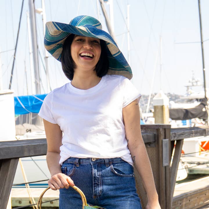 Shebobo - Wholesale Straw hat – women's - Monica 5" & 7" Wide Brim Stripe Packable Straw Sun Hats27