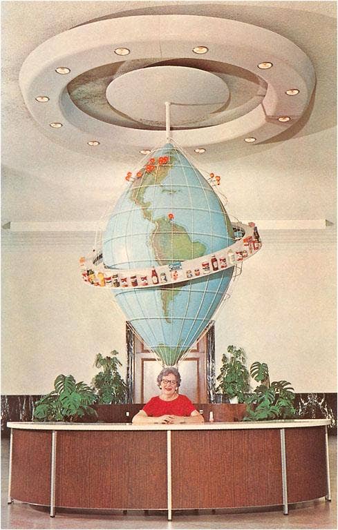 Found Image Press - Wholesale Magnet - Magnet NP-393 Receptionist in Front of Elongated Globe0