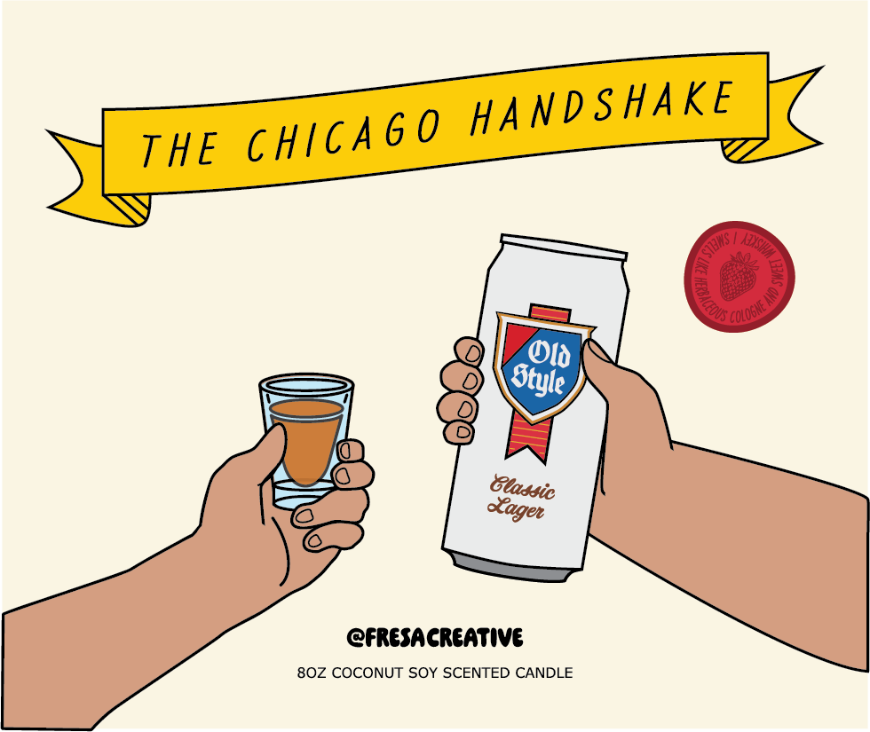 Fresa Creative - Wholesale Jar/Filled Candle - The Chicago Handshake / Chicago + Malort Inspired Candles2