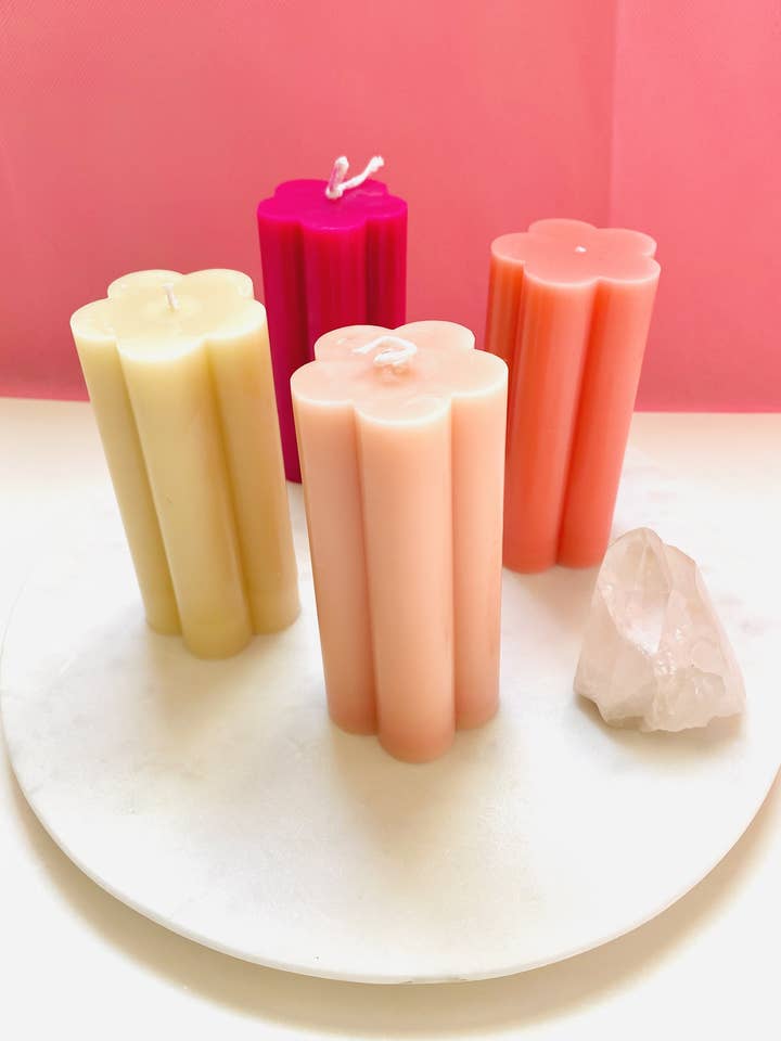 Flower Pillar Beeswax Candle for wholesale by Maple + Love