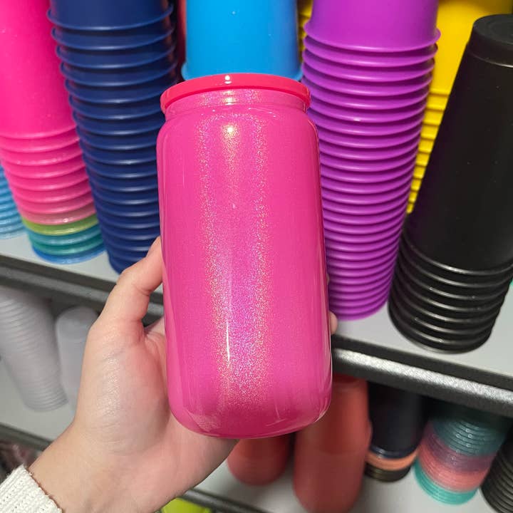 One Stop Cups - Wholesale Drinking Glass/Cup - 16oz Glitter Sublimation Glass Can  Cups