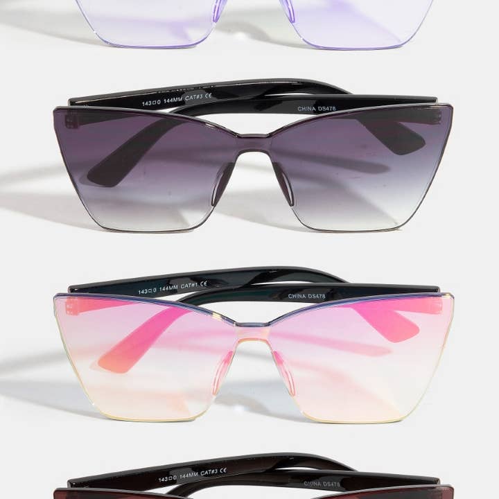 Large Frameless Round Square Sunglasses Set for wholesale by Collections by Fame Accessories