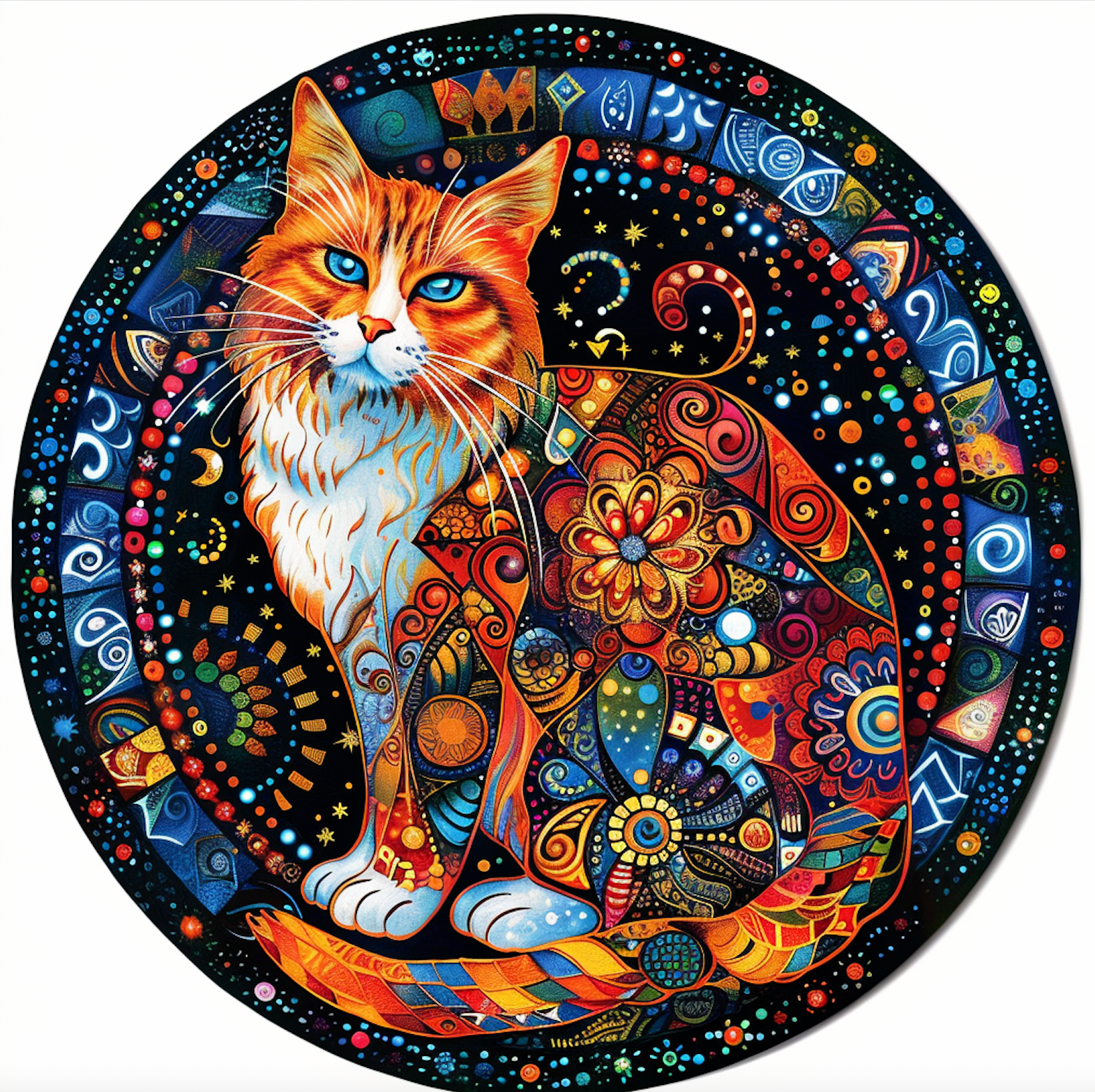 Bodhi Leaf Market - Venta al por mayor Papel pintado 3D - Adorno de pared tamborín con arte de gato místico y cintas, Bodhi Pets8