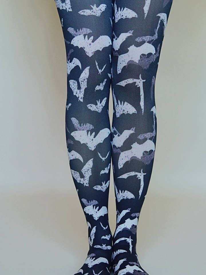 Splattered Bats Printed Art Tights for wholesale by Tabbisocks