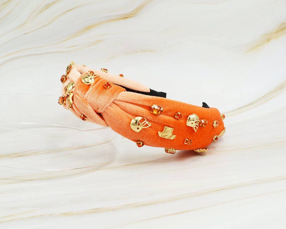 MiMi Wholesale - Wholesale Fashion Headband - Women's - SHB1001 Velour Gameday Charms & Gems Headband4