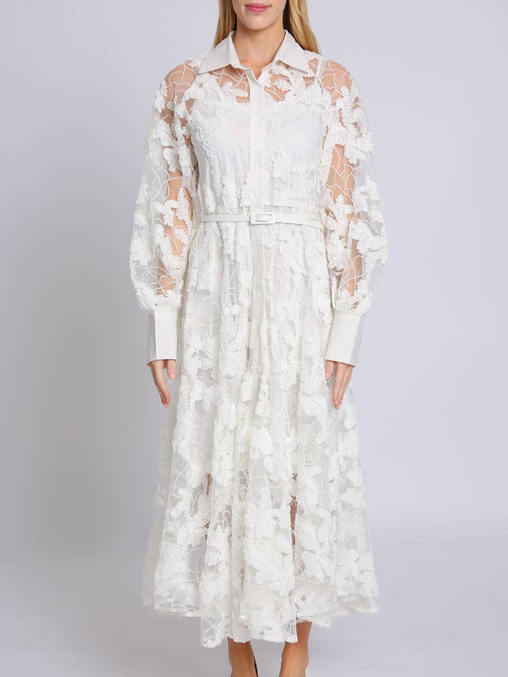 Floral Embroidered on Sequined Mesh Maxi Dress PC3753 for wholesale by Beulah Style