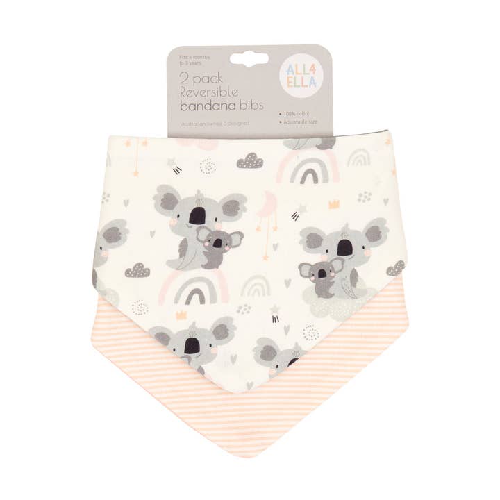 Bandana Bibs 2pk - Koala for wholesale by All4Ella