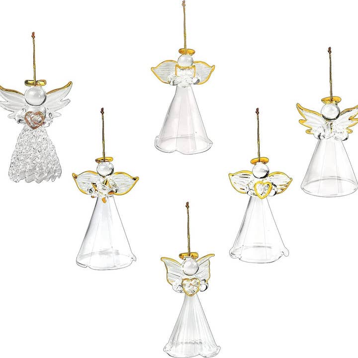 4E's Novelty - Wholesale Ornament -
12-Piece Mini Glass Angel Ornament for Christmas Tree Decor