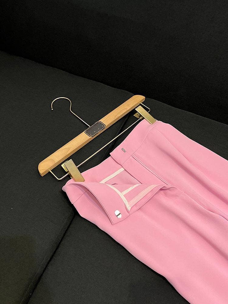 Rose Veste en diamant rose perlée à la main SY379 et costume pantalon skinny en vente sur Faire13