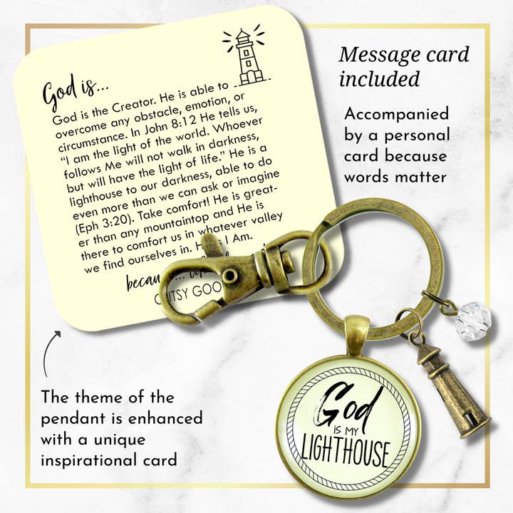 Gutsy Goodness - Wholesale Keychain - Women's - Nautical Keychain Lighthouse Faith Life Quote Womens Pen ^1