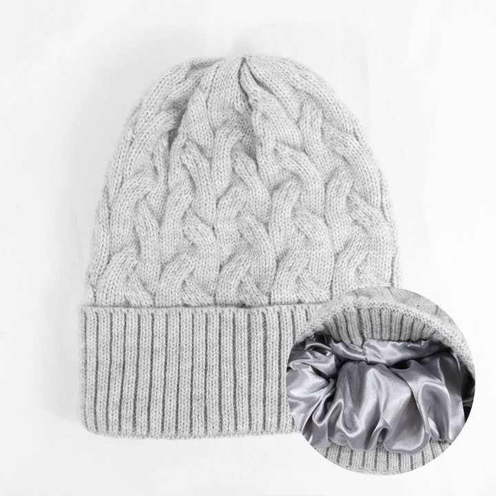 MKS America - Wholesale Beanie - Women's - Twisted satin lined knitted beanie 8 colors7