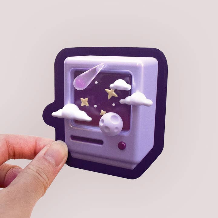 Space Galaxy Retro TV Vinyl Sticker for wholesale by Canofdanchan Shop