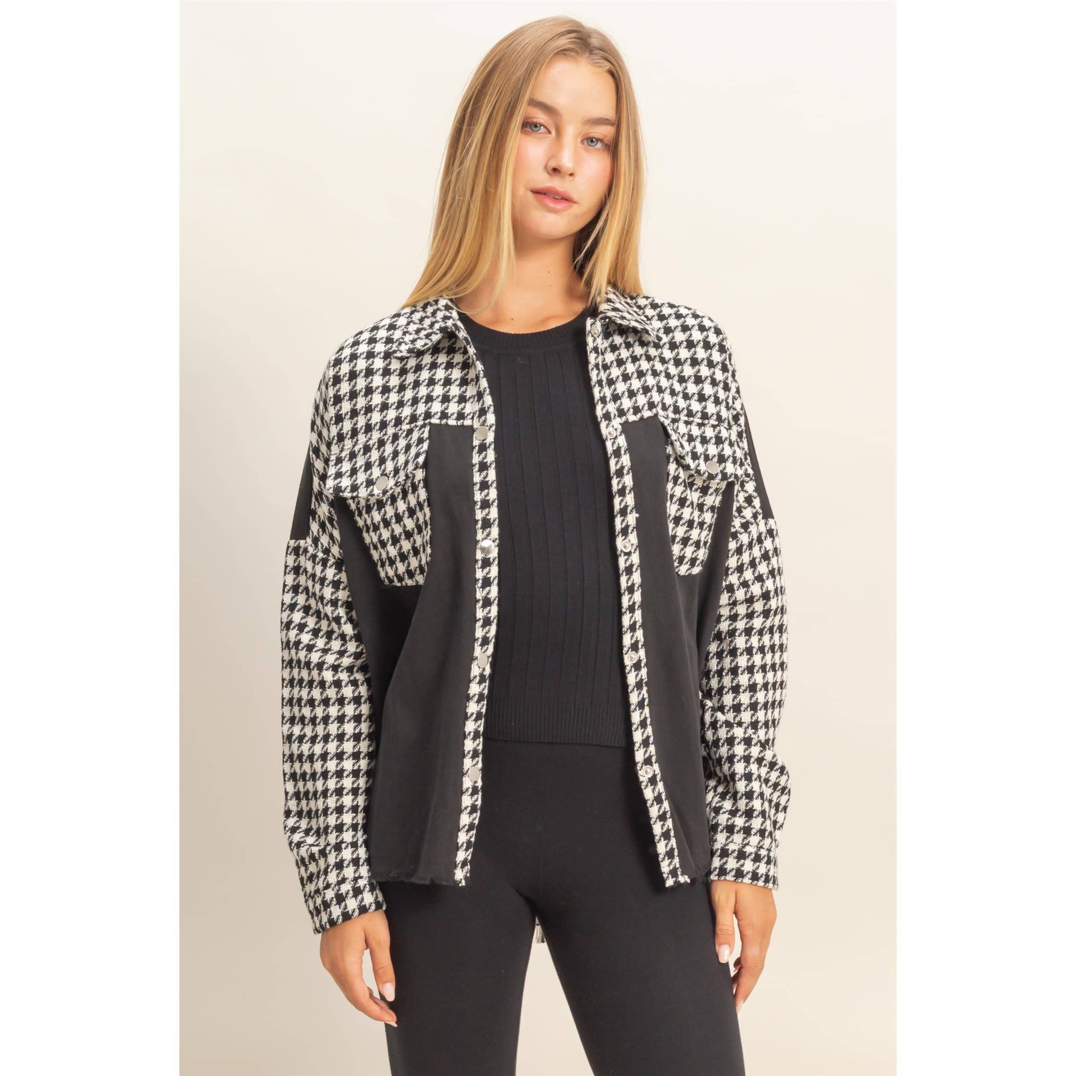 HYFVE - Wholesale Shirt Jacket/Shacket - Women's - Mixed Media Frayed Shacket8