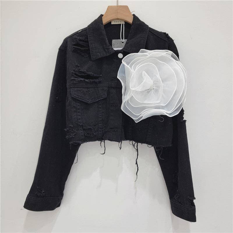 SALINA TRADING INC - Wholesale Denim Jacket - Women's - Distressed Denim Jacket with Floral Design11