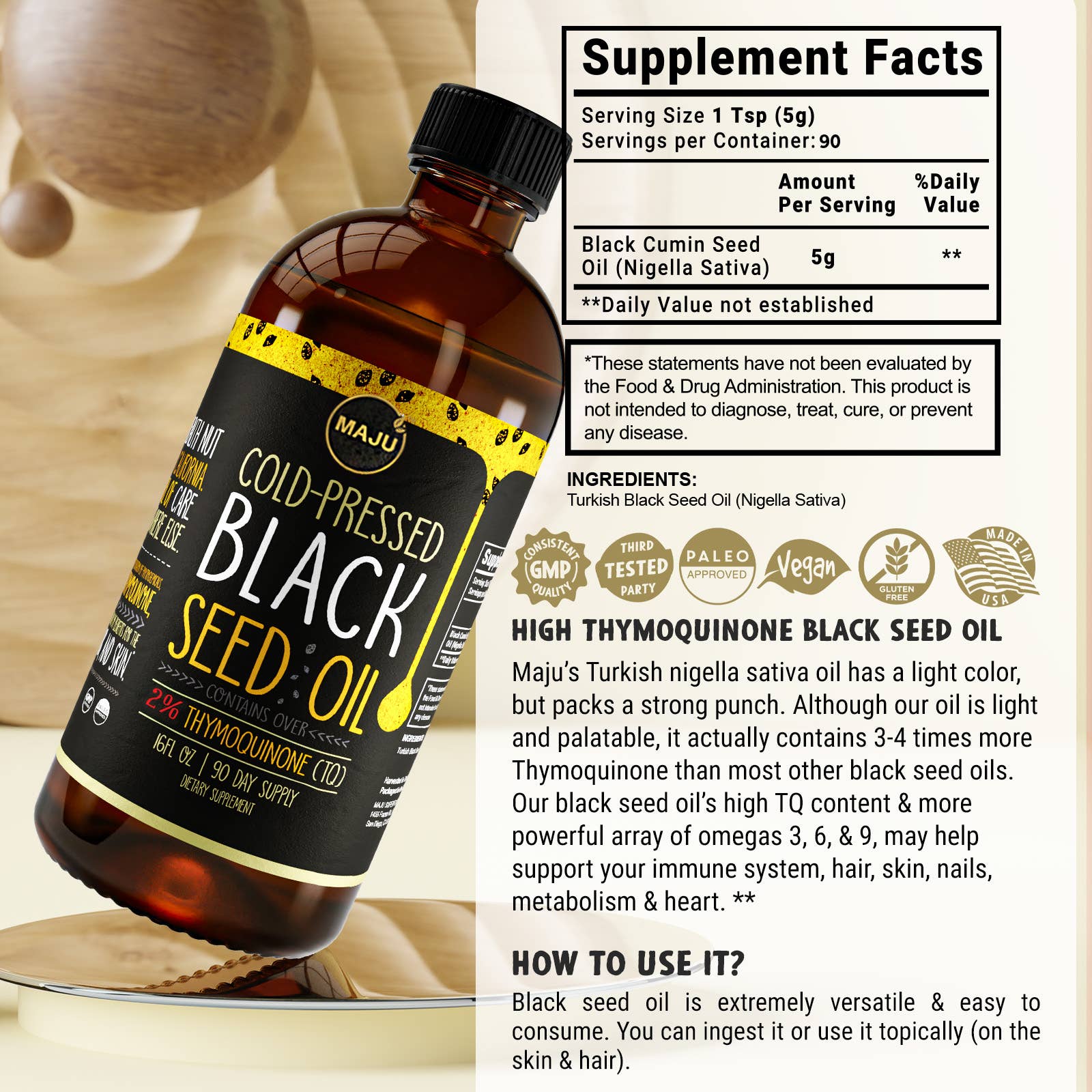 Maju Superfoods - Wholesale Oral Supplement/Vitamin - MAJU Black Seed Oil (16oz)6