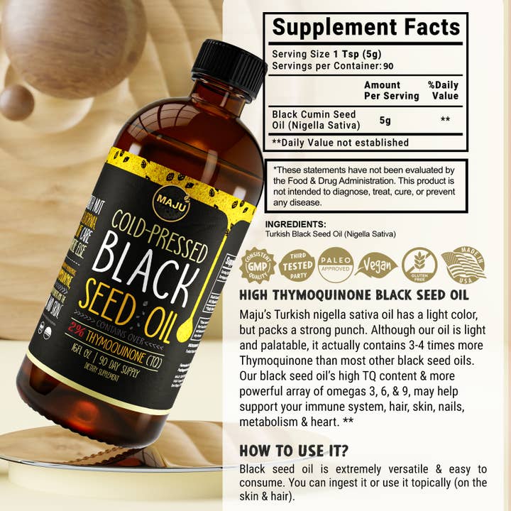 Maju Superfoods - Wholesale Oral Supplement/Vitamin - MAJU Black Seed Oil (16oz)6