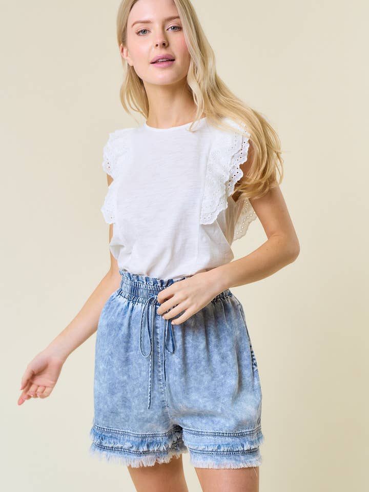 Frayed Denim Short - 8429P for wholesale by Doe and Rae