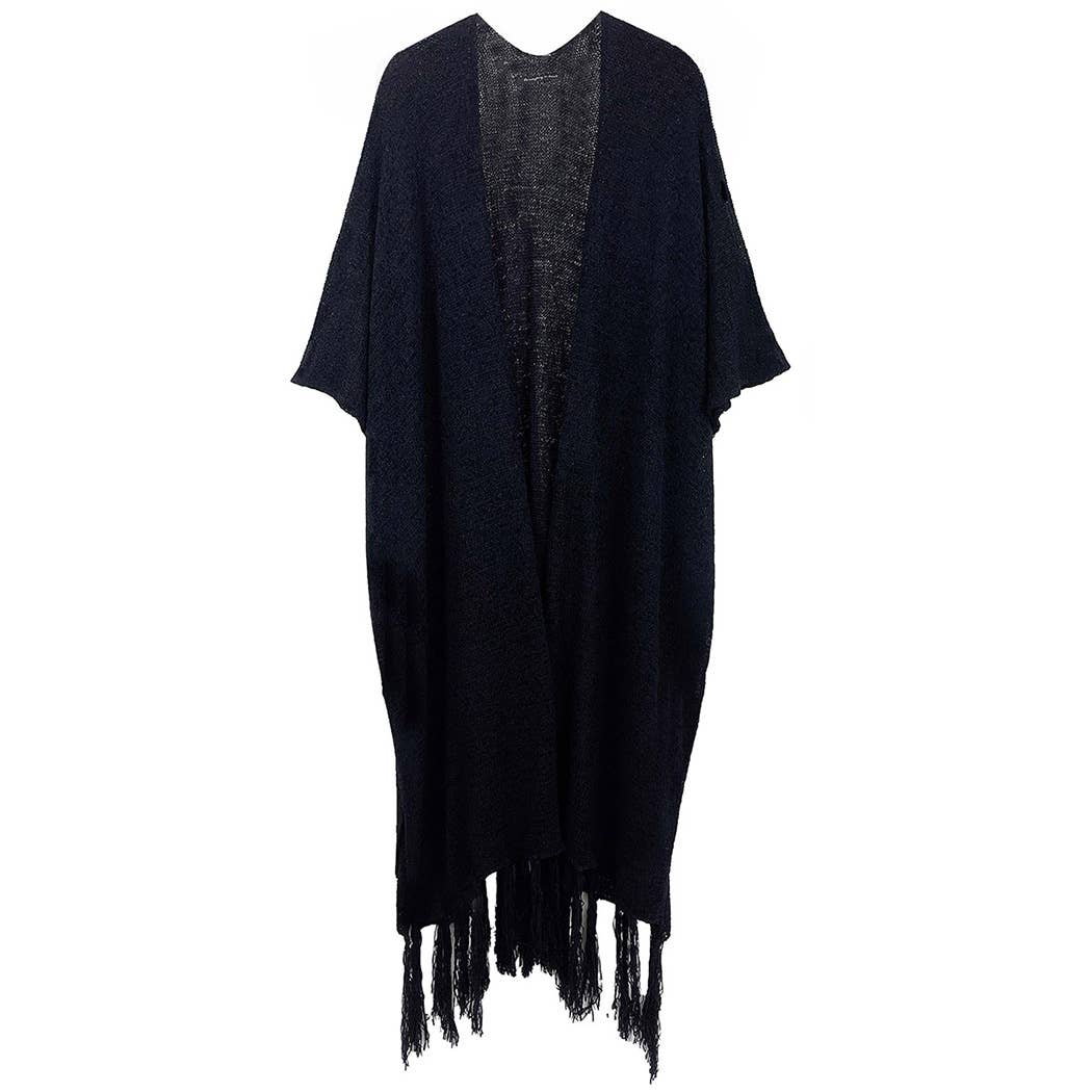 Fashion City - Venta al por mayor Kimono - Mujer - Cárdigan largo de punto con flecos y forro tipo kimono5