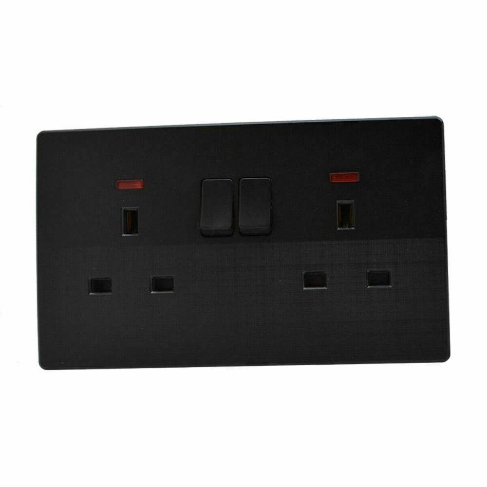 Ledsone – wholesale Light switch cover/plate – Single Double Screwless Black Light Switches & Socket Flat2