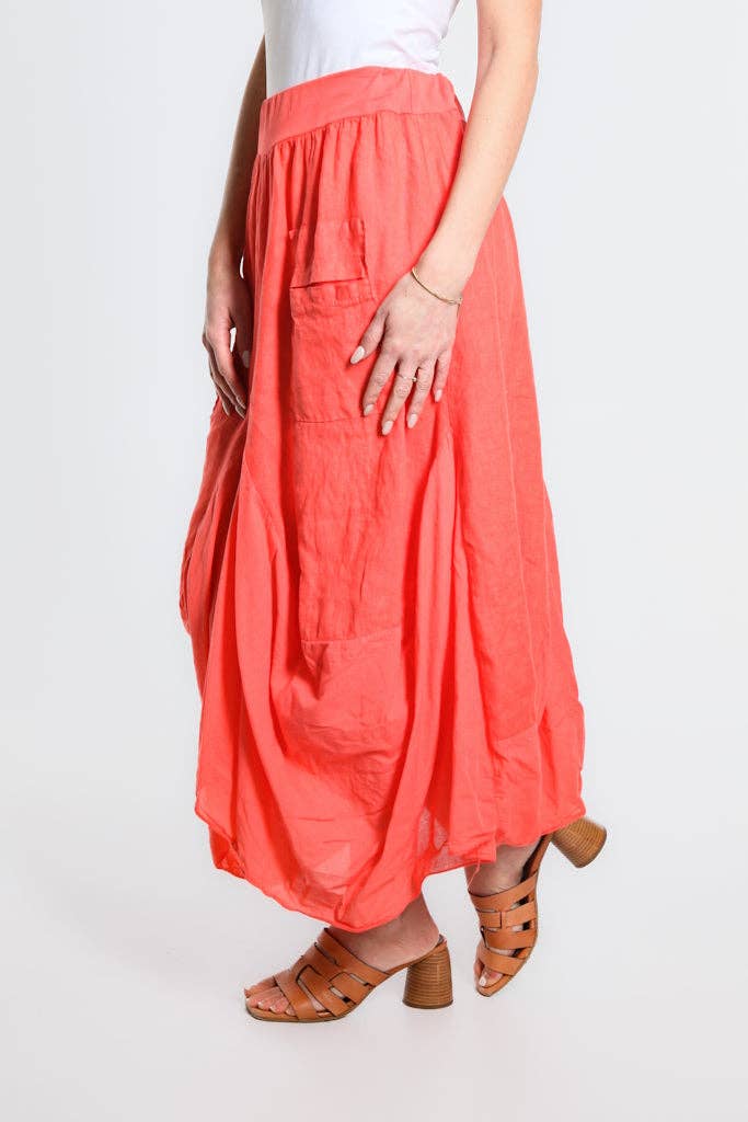 TINA Stephens Italy/Tees By Tina - Wholesale Skirt - Women's - Brenna Cotton/Linen Bunched Pocket Skirt (SL102W)38