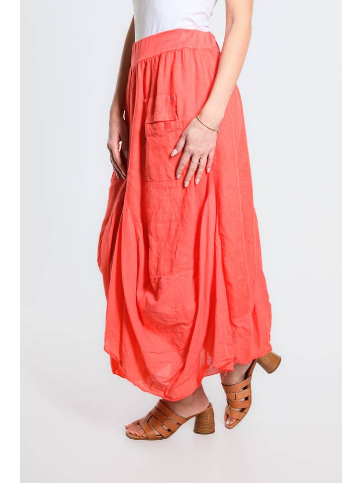 TINA Stephens Italy/Tees By Tina - Wholesale Skirt - Women's - Brenna Cotton/Linen Bunched Pocket Skirt (SL102W)38