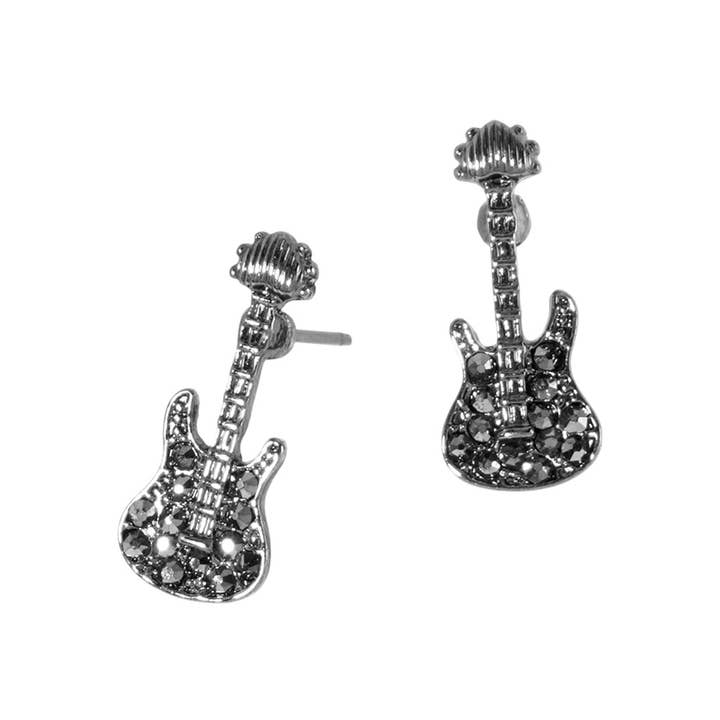 Sensibling Corp. – Brincos de pino por atacado – Brincos de Guitarra Pavimentada em Pedra de Cristal
3