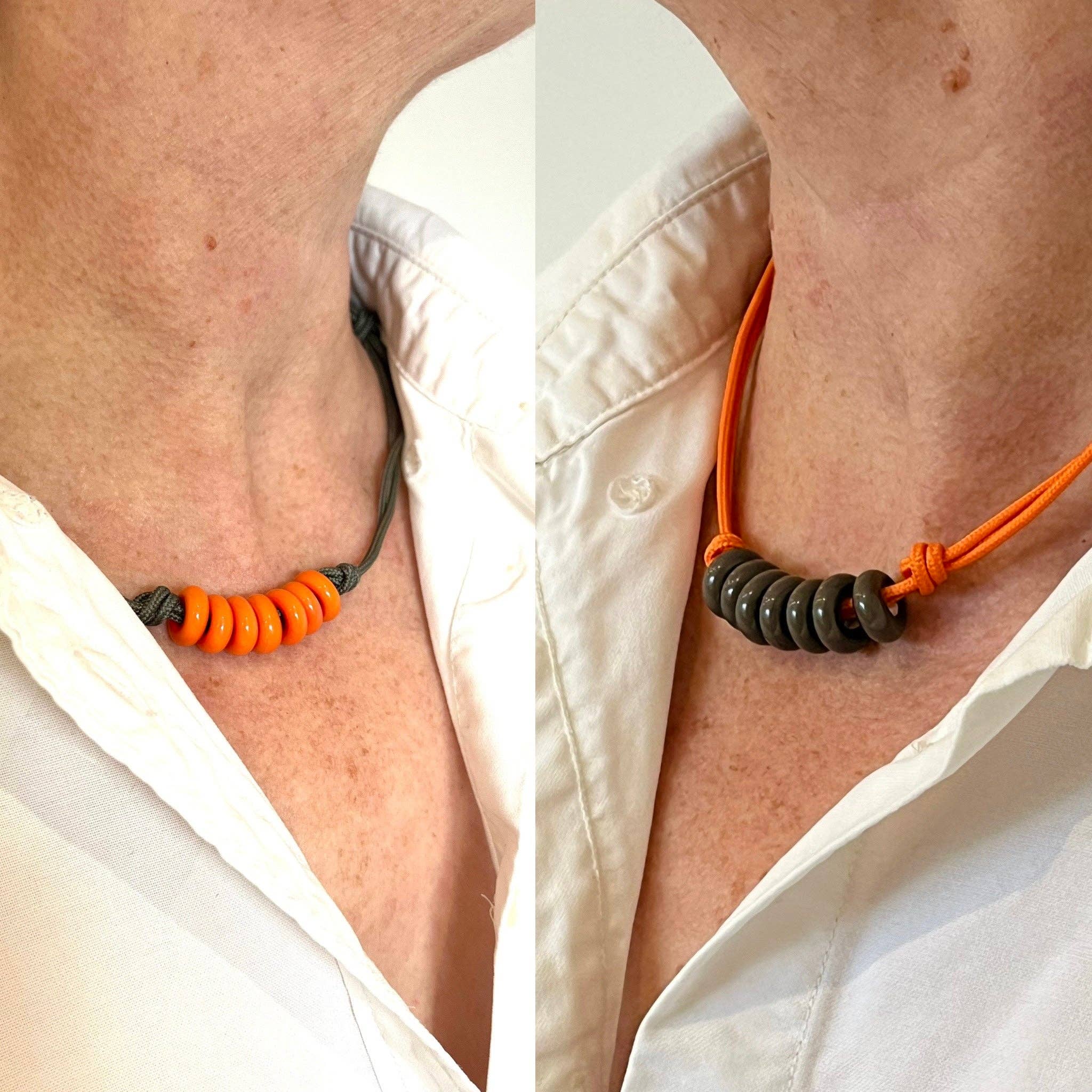 Helen Chalmers - Wholesale Pendant/Charm Necklace - White on Navy Paracord and Glass Adjustable Necklace1