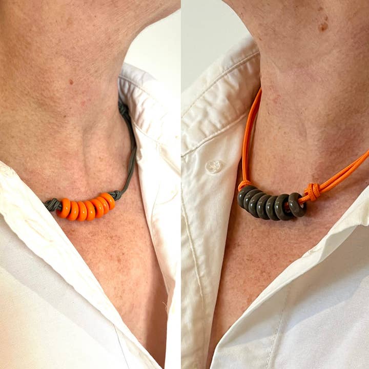 Helen Chalmers - Wholesale Pendant/Charm Necklace - White on Navy Paracord and Glass Adjustable Necklace1