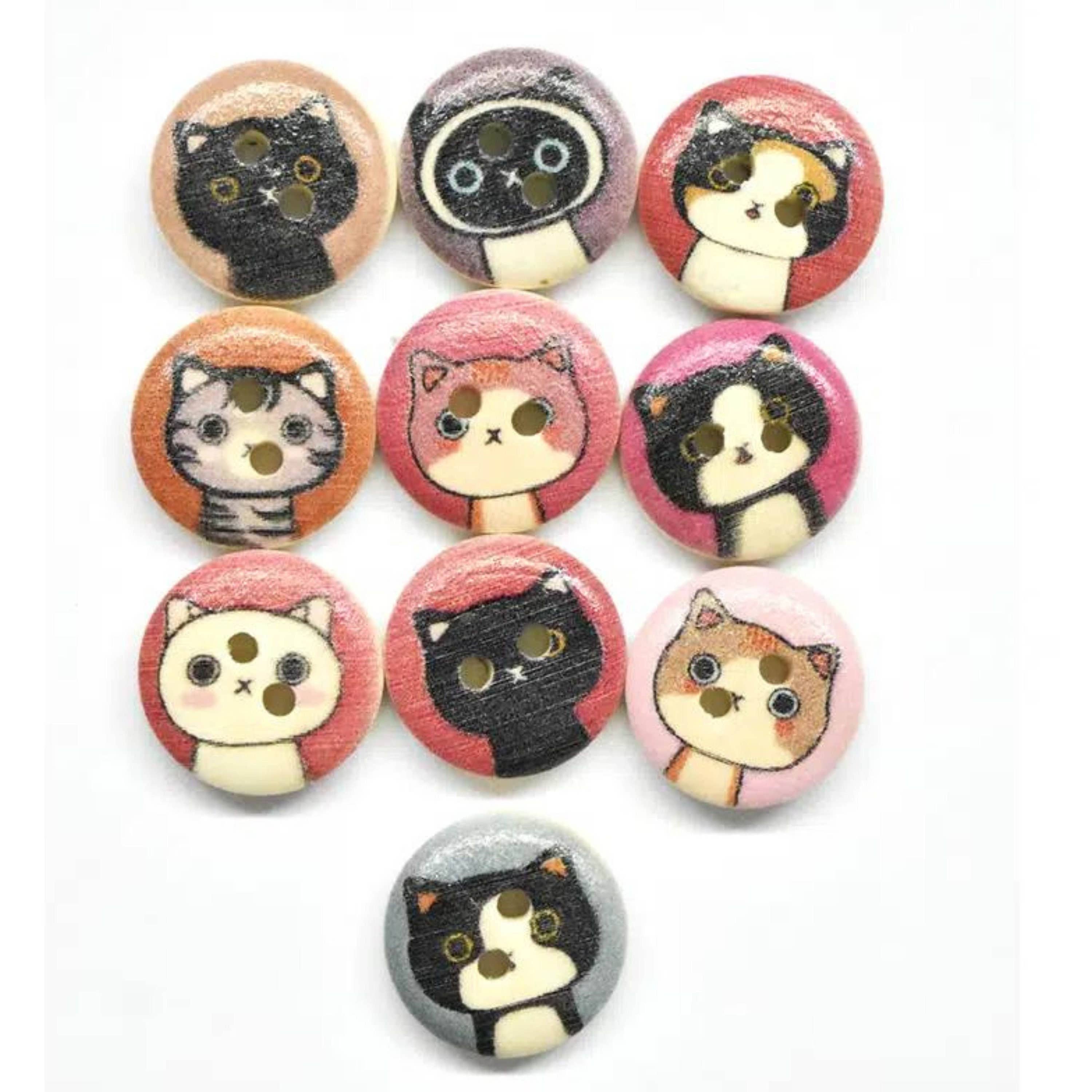 Magnifique Hearts – wholesale Sewing button/snap – Wooden Cat Buttons, Meow Buttons, Sewing Supplies, Kitten Bu0