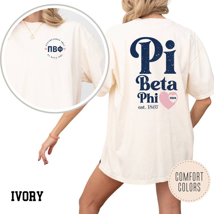 Pi Beta Phi Faded Love Comfort Colors Sorority T-shirt for wholesale by Kite and Crest