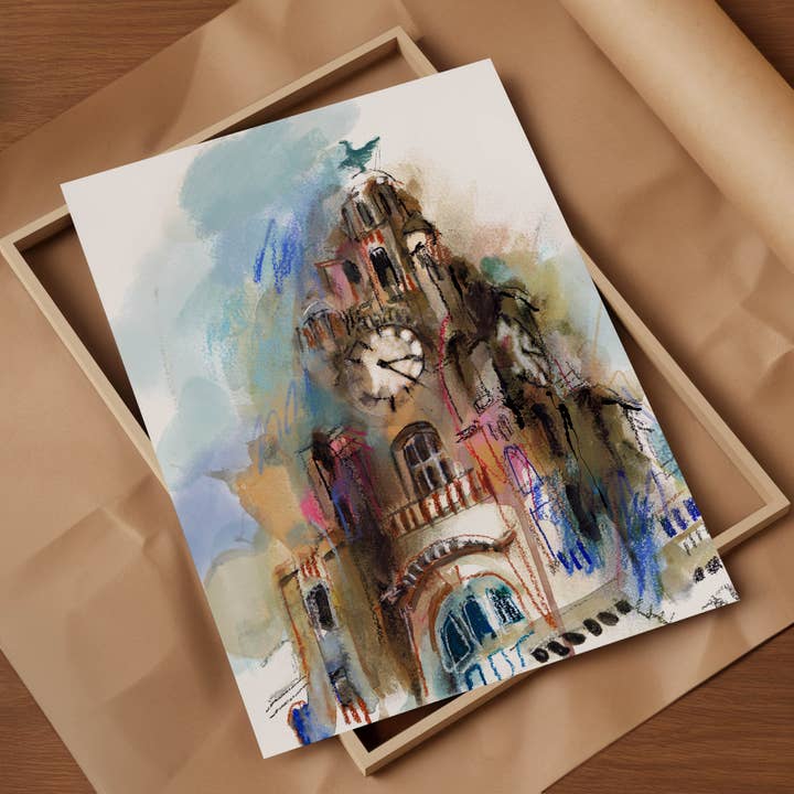 Natalie Cass Art – wholesale Art print – Liver Building Hand Painted Art Print6