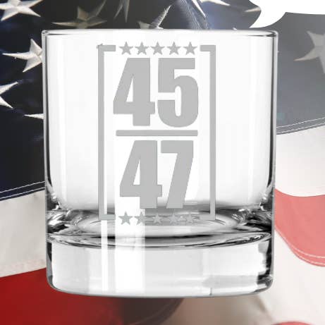 Acential Drinkware - Wholesale Cocktail/Liquor Glass - Trump 45 47 Whiskey Glass, Trump Glassware 0