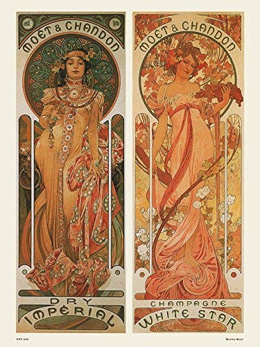 Poster Art nouveau Stampa artistica di Alphonse Mucha Moet Stampa artistica 30 x 40 cm per la vendita all'ingrosso da parte di On The Wall Art Ltd