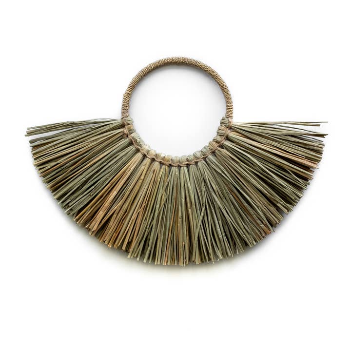 Seagrass Raffia Wall Hanging Decor - Half Moon for wholesale by Bali Harvest
