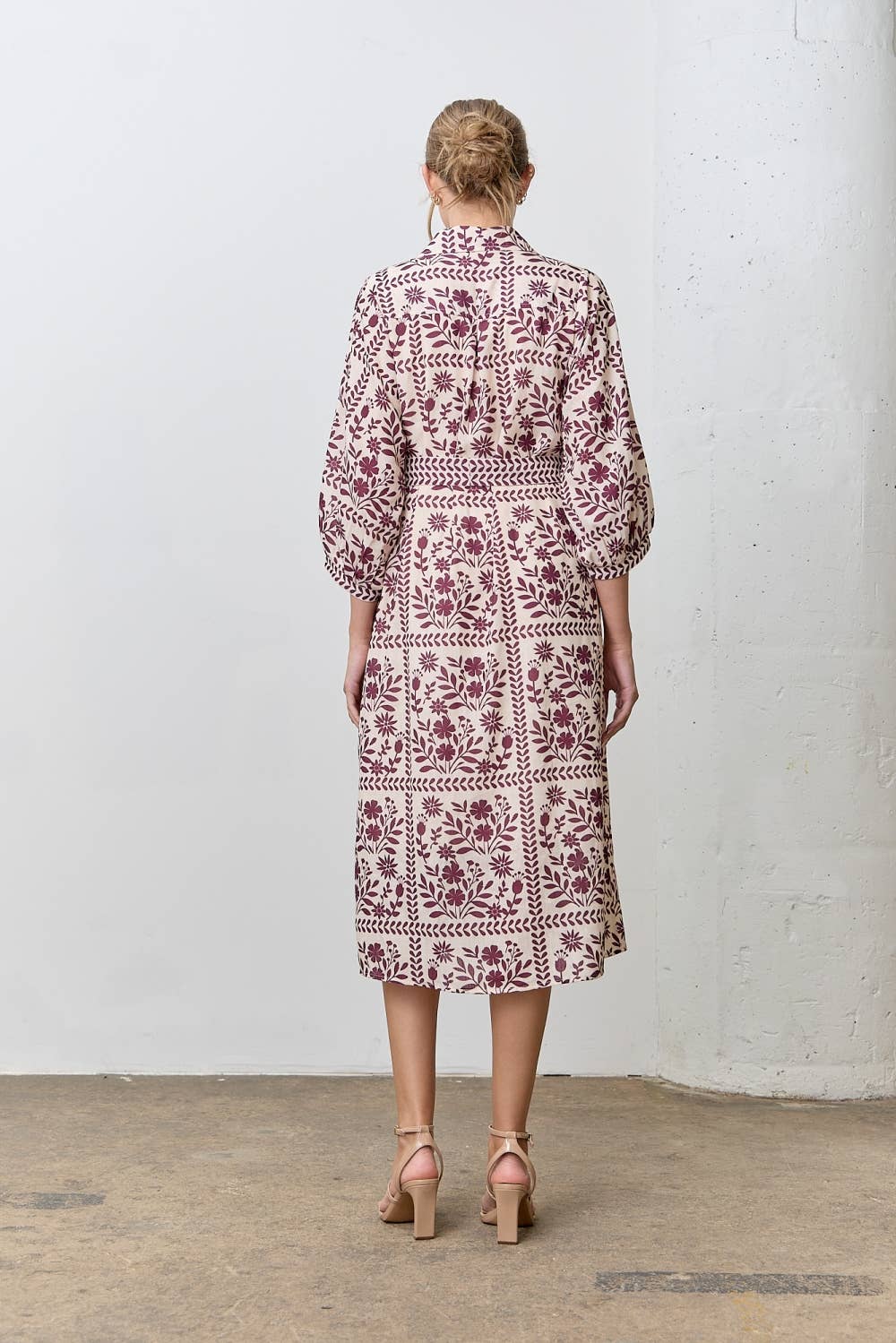 Polagram by Wellmade USA - Wholesale Dress - Women's - BORDER FLORAL PRINT SHIRT DRESS6