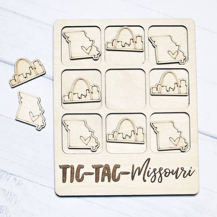 Missouri Saint Louis Skyline Tic-Tac-Toe Game for wholesale by The Trendy Traveler