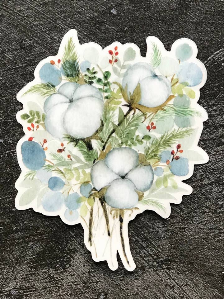 Autocollant fleurs en coton - Autocollant transparent - Autocollant en vinyle pour la vente par Designbyting